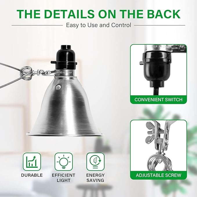 Simple Deluxe Clamp Lamp Light 60 Watt with 5.5 Inch Aluminum Reflector (no Bulb Included), 6 Feet Cord, 2 Pack, Black, New Version