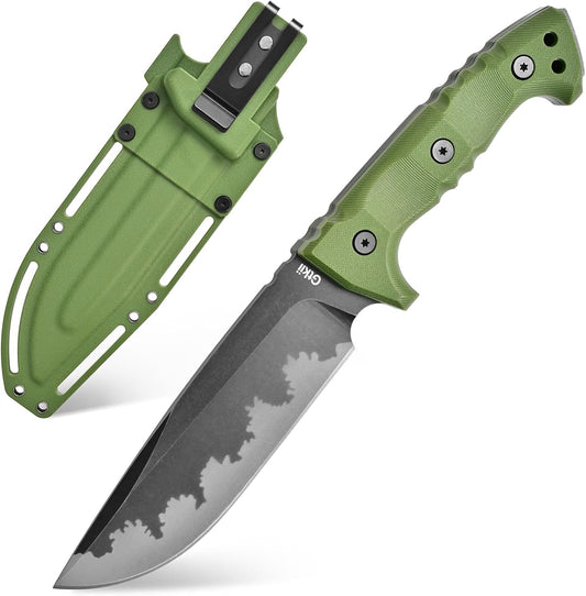 GTK7 Fixed Blade Knife DC53 Steel Blade Full Tang Nylon Fiberglass Handle EDC Fixed Knifes for Outdoor Camping Hunting (green)
