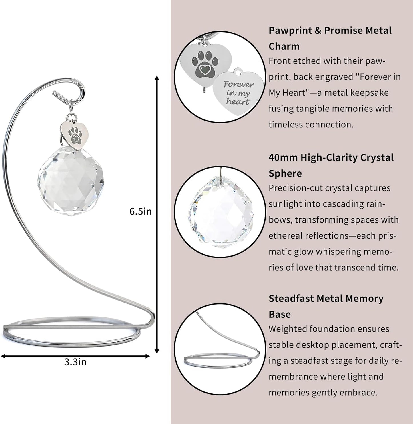 Dog Memorial Gifts, Elegant Pet Sympathy Suncatcher Loss of Dog, Modern Remembrance Prism for Lost Pets with Gift Box and Keepsake Card, Crystal Sun Catcher in Memory of Pet Cat