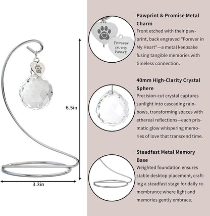 Dog Memorial Gifts, Elegant Pet Sympathy Suncatcher Loss of Dog, Modern Remembrance Prism for Lost Pets with Gift Box and Keepsake Card, Crystal Sun Catcher in Memory of Pet Cat