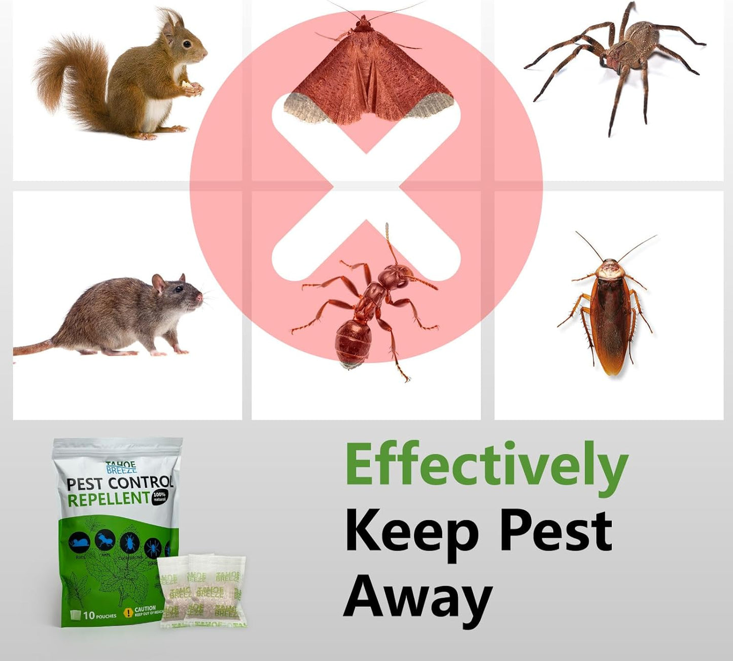 Pest Control Pouches, Rodent Repellent, Mouse Repellent, Peppermint Oil to Repel Ants, Spiders, Roaches, Moths & Other Pests, Mice Repellent Indoor All Natural Safe for Kids & Pets-10 Pouches