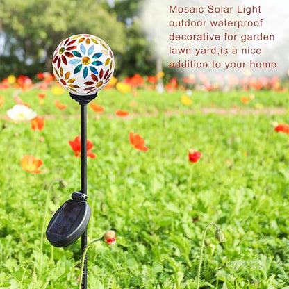 VCUTEKA Solar Garden Lights, Mosaic Solar Lights Outdoor Decor Pathway Light Waterpoof LED Stake Light for Landscape Lawn Patio Yard Decoration, 1 Pack