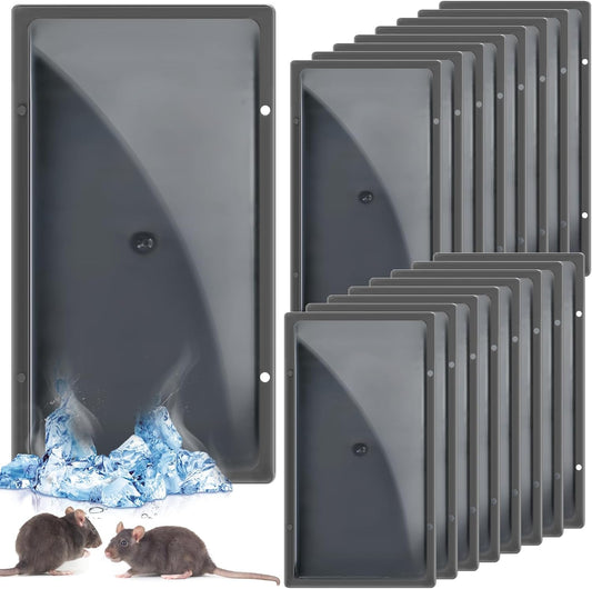 Qualirey 16 Pcs Cold Weather Glue Traps Freeze Resistant Sticky Mouse Traps Heavy Duty Safe Pest Control Adhesive Tray Pre Baited Easy to Use Glue Boards for Winter Mice Rat Spider Indoor Home Garage