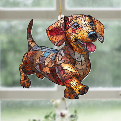 Acrylic Dog Christmas Ornament 2025 – Dachshund Gift for Lovers, Pet Memorial Keepsake, Cute Puppy Tree Decoration, Clear Acrylic Hanging Ornament for Pet Owners, Stocking Stuffer for Dog Mon, Sun-35