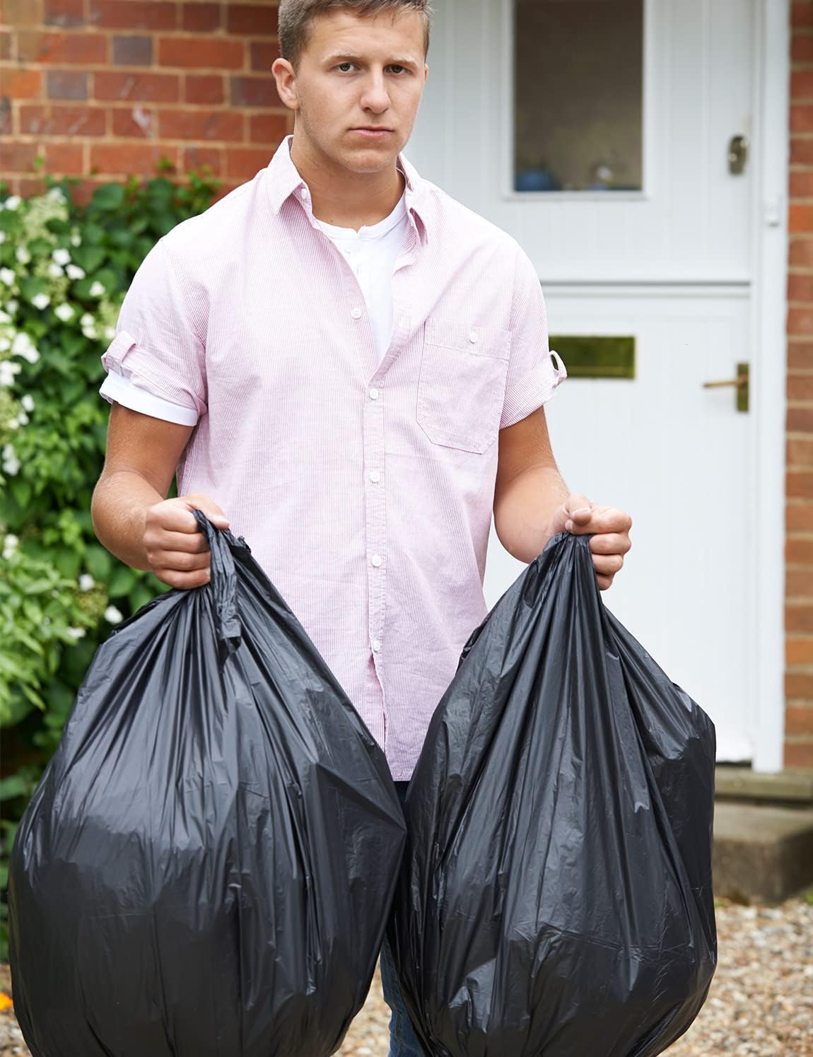 Kitchen Trash Bags 13 Gallon, 20 Counts, Flag Garbage Bags with No Flaps and No Ties, 60cm*80cm, 16.8g/pcs, Unscented, Black