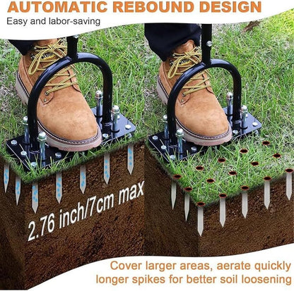 Lawn Aerator Tool, 2-in-1 Spike Manual Core Aerator Lawn Tool with 15 Iron Spikes, Gardening Hand Tools, Grass Plugger Yard Aerators for Garden Yard Lawns Soil Care, Revives Lawns Health(SpringLoaded)