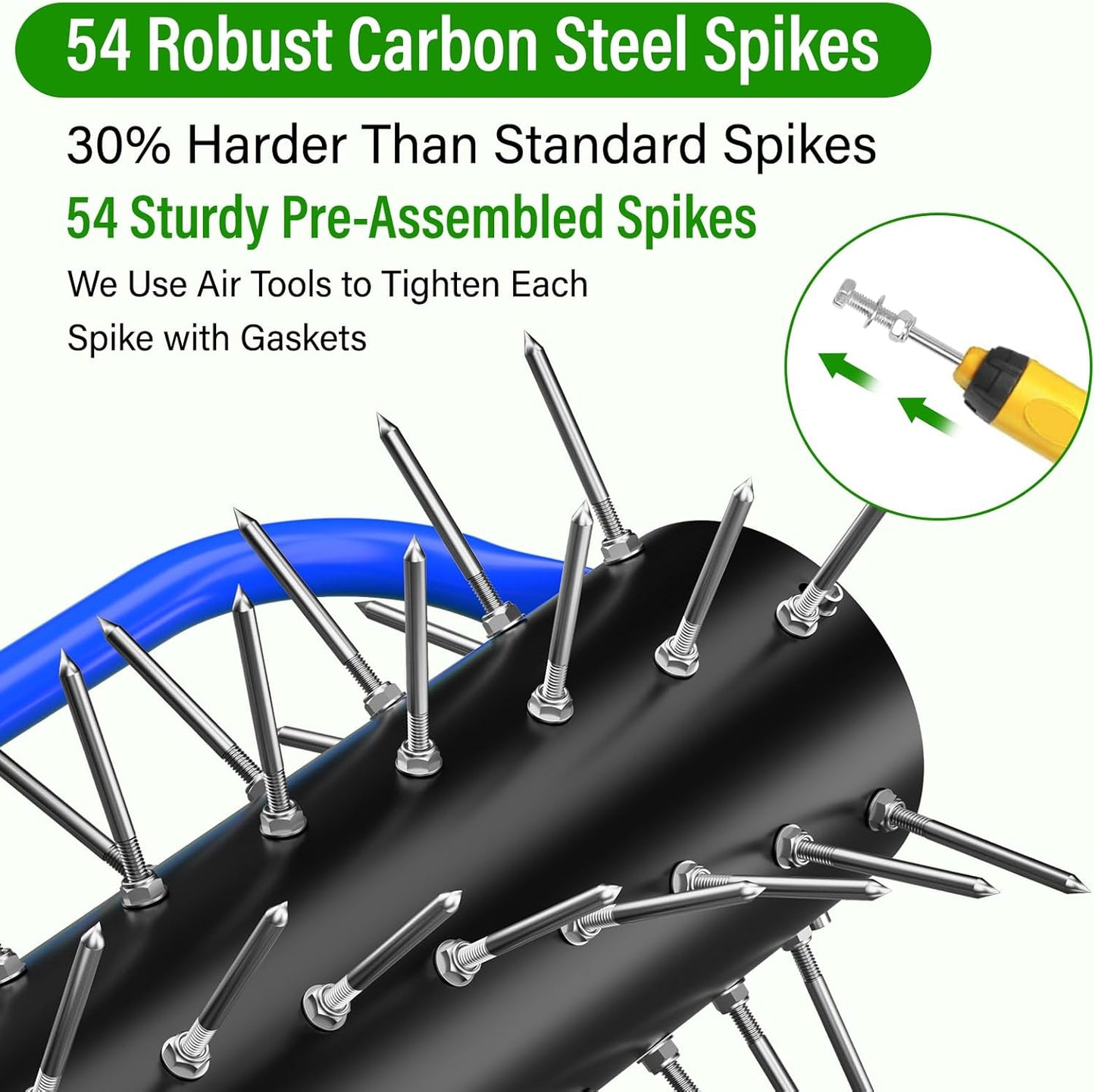 Lawn Aerator Roller,Manual Aerator Tool,Heavy Duty Lawn Spike Aerator Roller with 54 Spikes,79" Adjustable Handle Manual Push Aerator Lawn Tool,Lawn Aeration for Lawn Care & Soil Penetrat