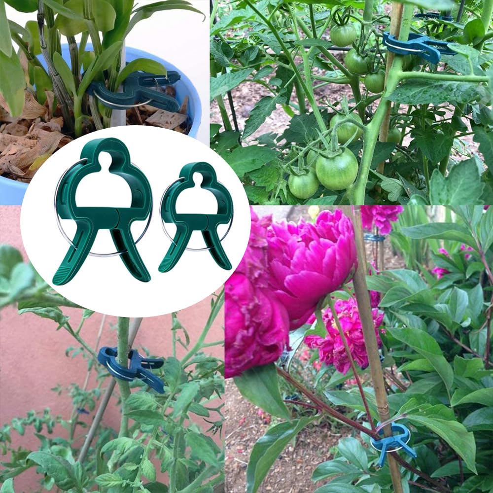 7Queen 80PCS Garden Plant Supports Clips, 2 Sizes Adjusting Reusable Plant Clips for Supporting