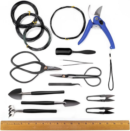GARDENERA 16-Piece Professional Bonsai Tools Set for Precise Trimming and Shaping Trees for Professional and Amateur Gardeners