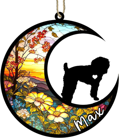 Personalized Dog Memorial, Custom Name Schnoodle Dog Christmas Ornament with Name, Custom Breeds, Pet Loss Light Catcher, Gifts for Lovers Loss of Pet Sympathy on Mothers Day Christmas