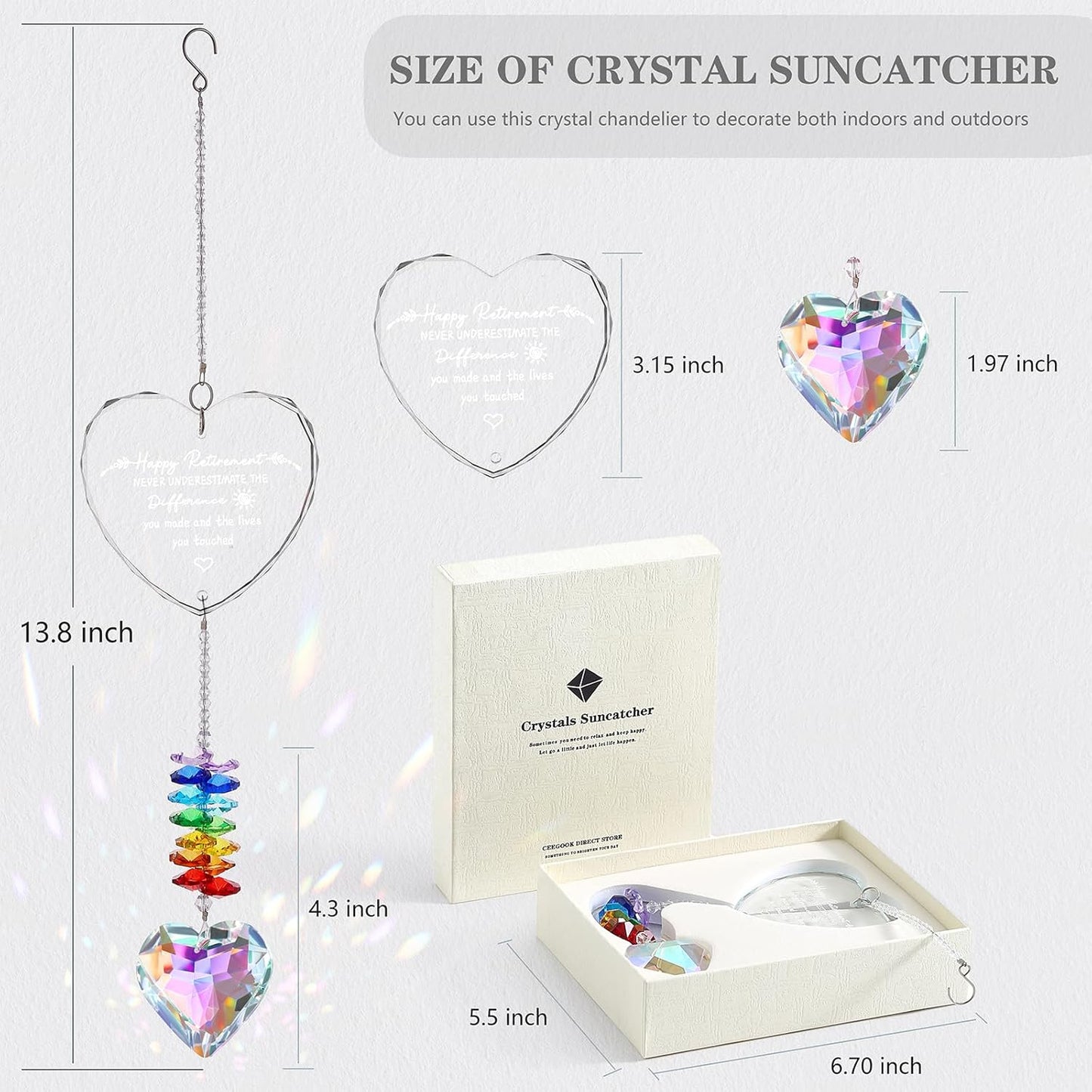Retirement Gift Crystal Suncatcher, Retirement Gifts for Women, Gifts for Retired Friend Coworker Nurse Boss Teacher