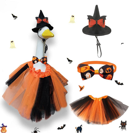 Porch Goose Outfits for 23" Plastic Porch Goose Halloween Pumpkin Outfit Goose Clothes for Cement Goose for Indoor Outdoor Garden Yard Lawn Patio Art Decor(NGQ)