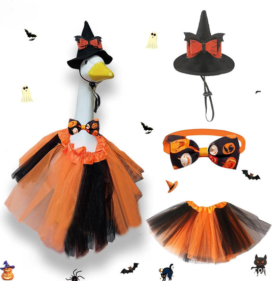Porch Goose Outfits for 23" Plastic Porch Goose Halloween Pumpkin Outfit Goose Clothes for Cement