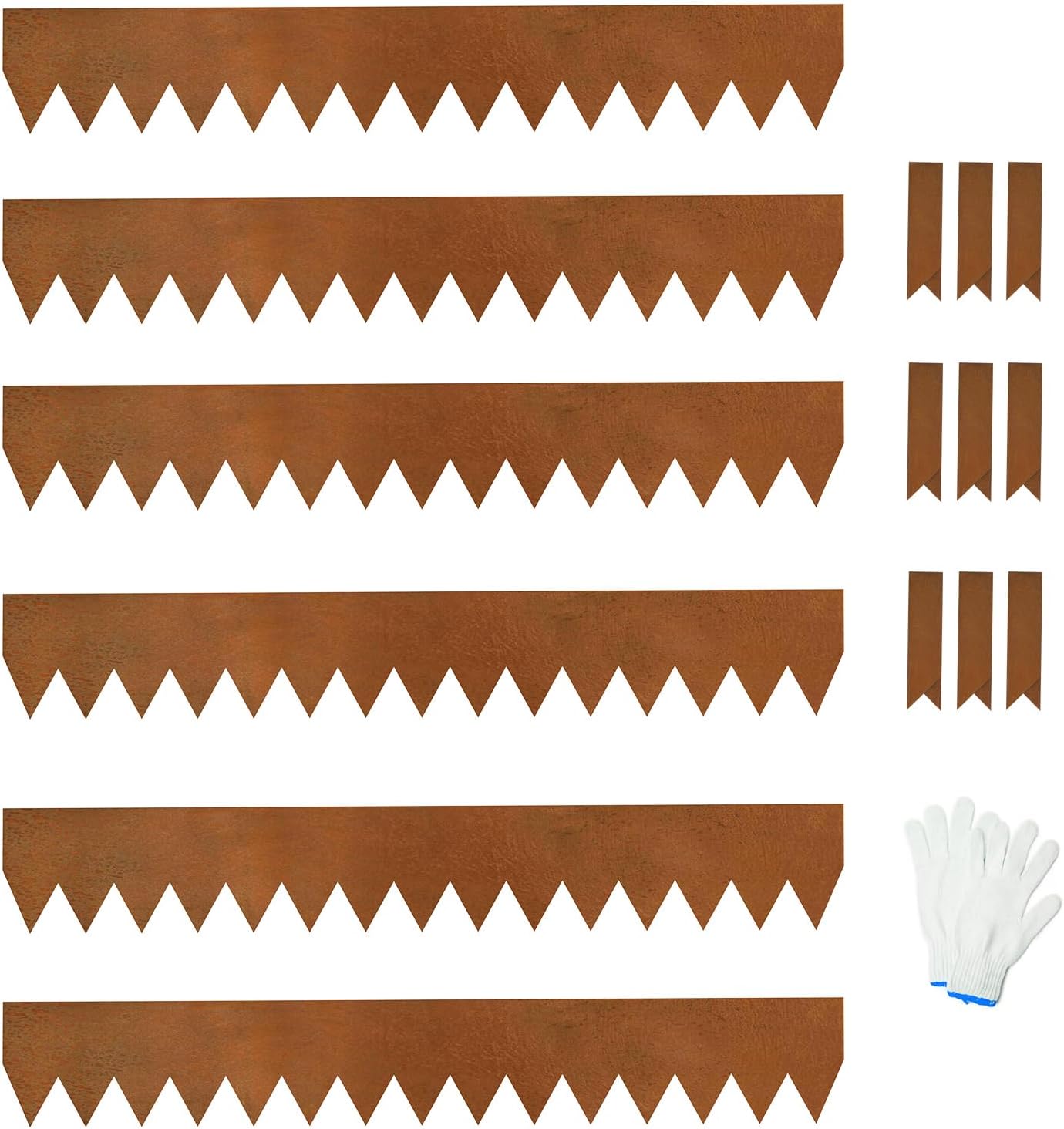 Weathering Steel Edging 6 Pack, 40" L x 6" H Depth Corten Steel Landscape Edging Kit Rust Patina Finish, 20ft Total Metal Edging for Landscaping, Metal Garden Border & Lawn Edging