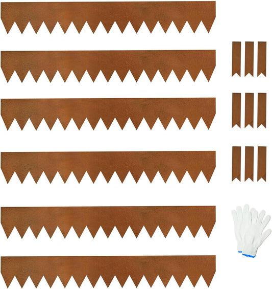 Weathering Steel Edging 6 Pack, 40" L x 6" H Depth Corten Steel Landscape Edging Kit Rust Patina