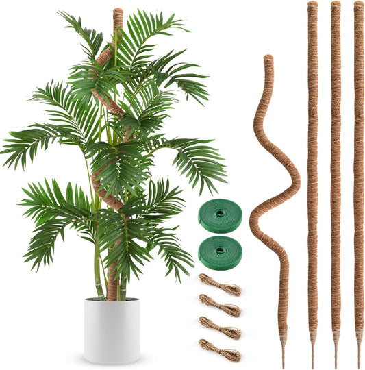 4 Pack Moss Pole 63 Inch Monstera Plant Support Moss Poles Bendable for Climbing Plants Longer Coco