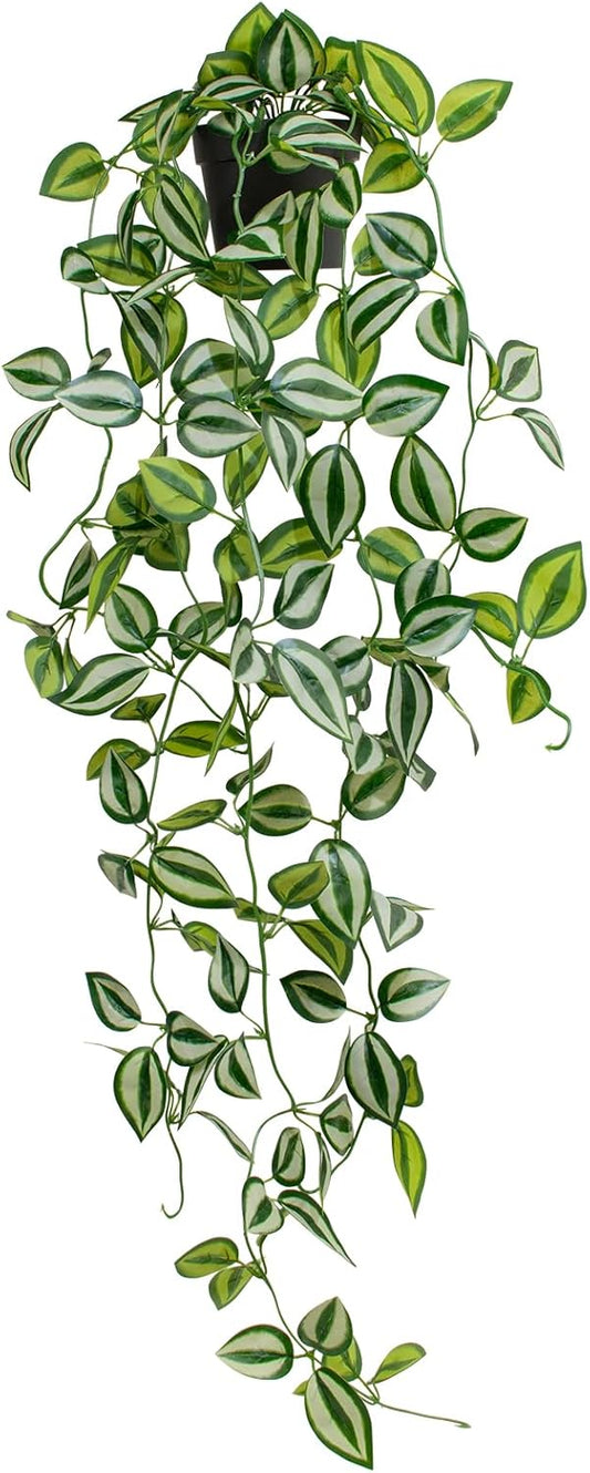 Artificial Plants Indoor Small Potted Hanging Vine plnat 39-in Long Fake Green Eyebrow Leaf Plant