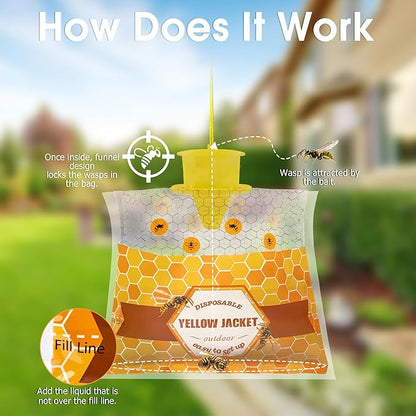 8 Pack Disposable Carpenter Bee Traps for Outside Wasp Traps Outdoor Hanging Yellow Jacket Trap Hornet Trap Bee Killer, Wasp Catcher for Patio, Garden