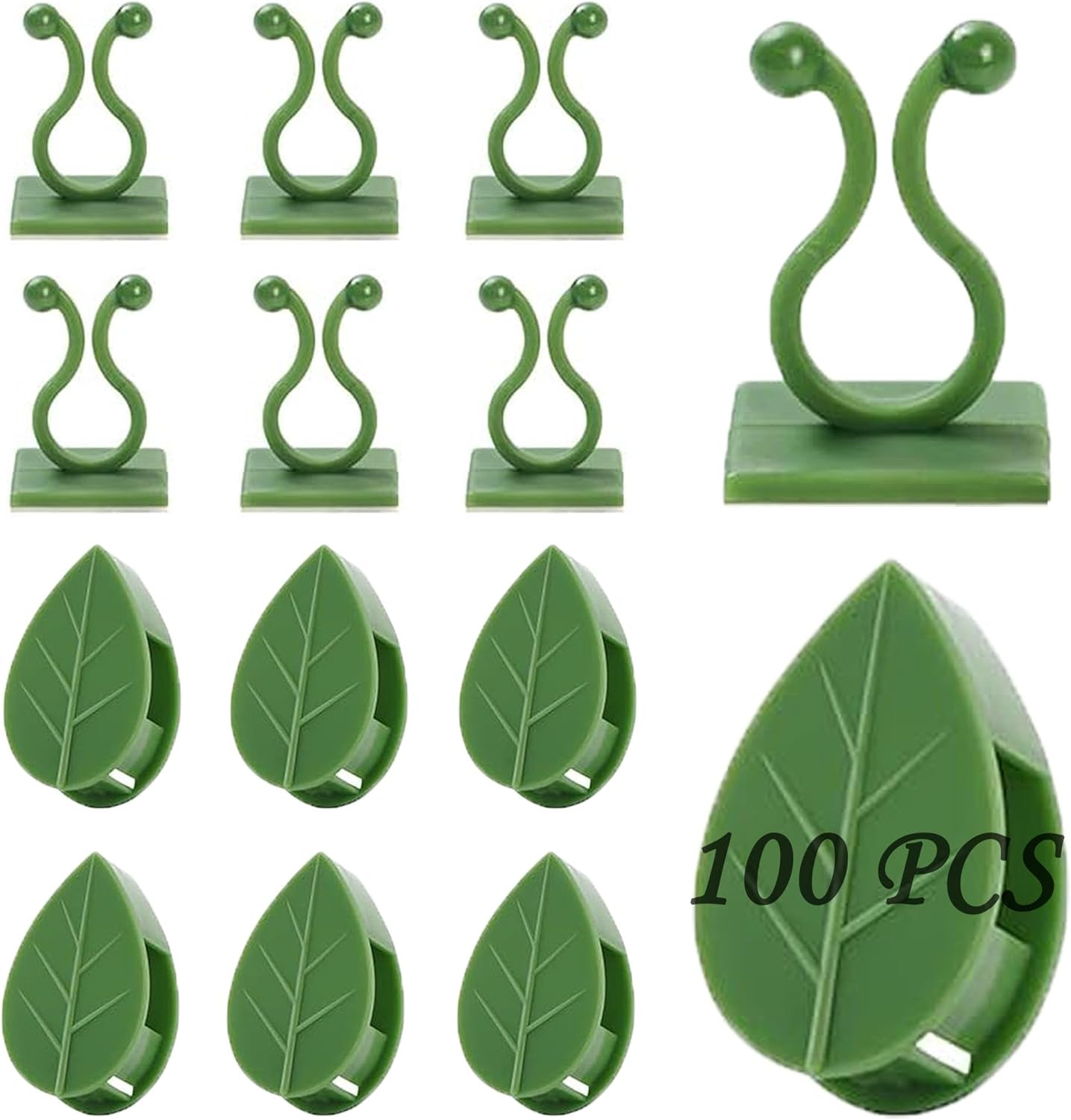 Plant Climbing Wall Fixture Clips, 100Pcs Self-Adhesive Plant Fixer Wall Clips Hook Vines Traction, Invisible Holder Leaf Shaped Wall Vines Fixing Clips Indoor Outdoor Decor