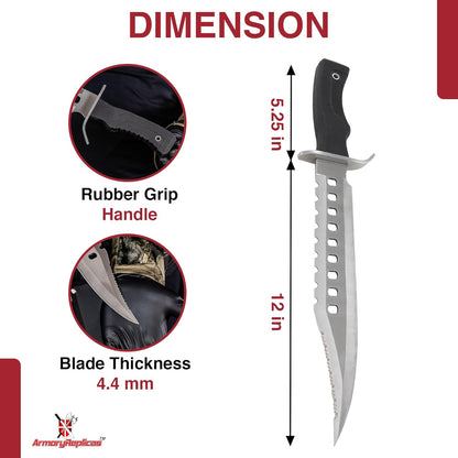 Armory Replicas™ - Hunting Outdoor Survivors Sporting Sawback Knife 17 Inches Silver
