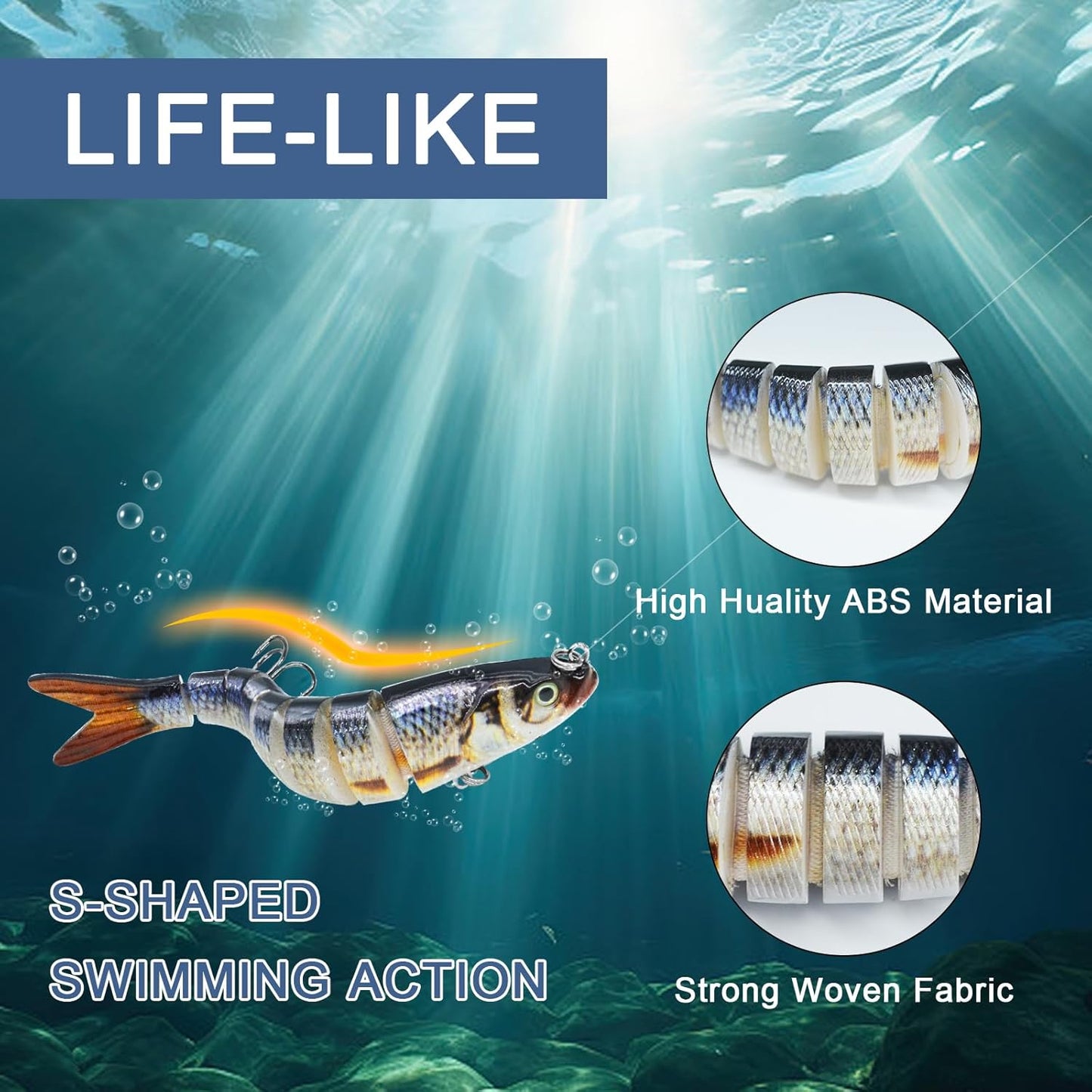 Fishing Lures for Bass Trout Topwater Multi Jointed Swimbaits Slow Sinking Bionic Swimming Lures Bass Freshwater Saltwater Bass Lifelike Fishing Lures Kit