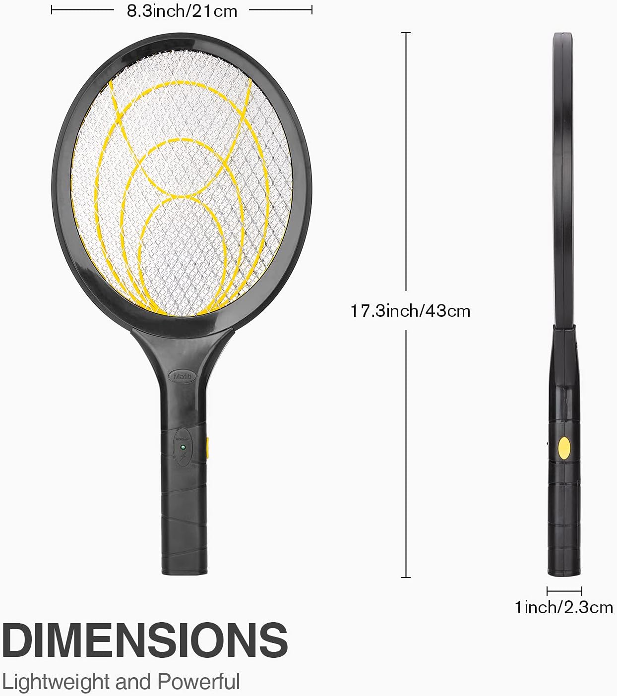 mafiti Fly Swatter Electric, Battery Powered Fly Killer Mosquito Zapper Bug Zapper Racket for Indoor Outdoor, Black