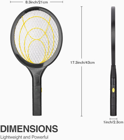 mafiti Fly Swatter Electric, Battery Powered Fly Killer Mosquito Zapper Bug Zapper Racket for Indoor Outdoor, Black