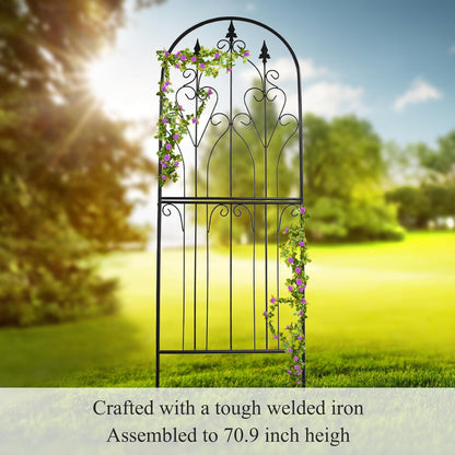 Trellis 70.9" H x 25.6" W Metal Premium Quality Material Rust-Resistant Climbing Frame for Vines Flowers Elegant Garden Roses Vine Ivy Clematis Trellises Black