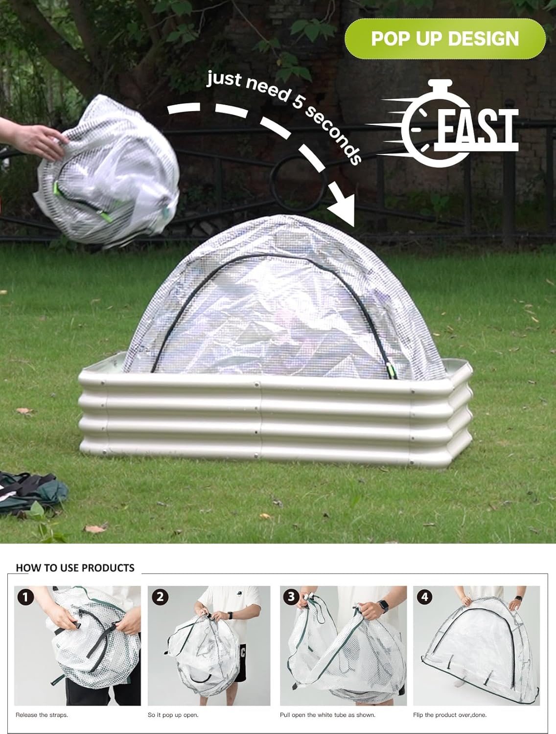 Pop up Greenhouse Tent Cover Plant House,Gardening Flower Sunshine Room with Mesh Windows,Backyard PE Cover for Cold Frost Protector with Stakes and Rope Guys (Mini Size 45″x22″)
