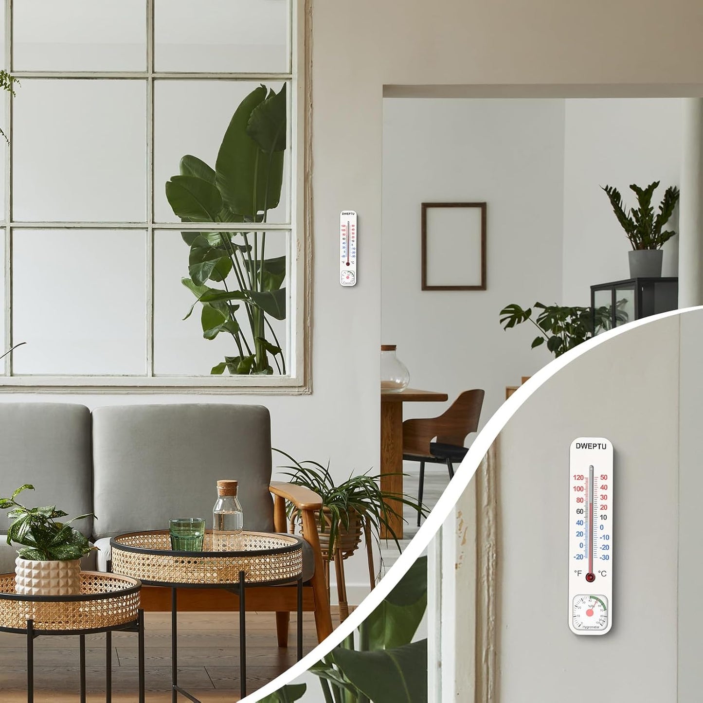 Outdoor/Indoor Thermometer Hygrometer Humidity Monitor Temperature Humidity Gauge Meter with Celsius/Fahrenheit (℃/℉) for Patio Field Cellar Garden Humidors Greenhouse Closet by DWEPTU
