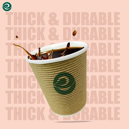 ECO SOUL 12oz Compostable Ripple Cups (50 Pack) – Biodegradable Paper Cups, Non-Toxic Disposable Cups for Hot Drinks, To-Go Coffee Cups, Eco-Friendly & Ripple Paper Cups