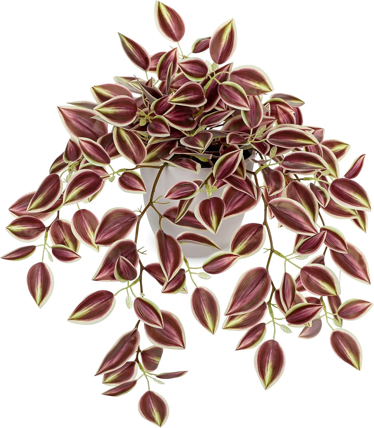 Briful Faux Plants Indoor Fake Potted Silk Plants Artificial Watermelon Peperomia Draping Plant for Home Office Room Kitchen Shelf Cabinet Tabletop Decoration(Dark Red - 1 Pack)