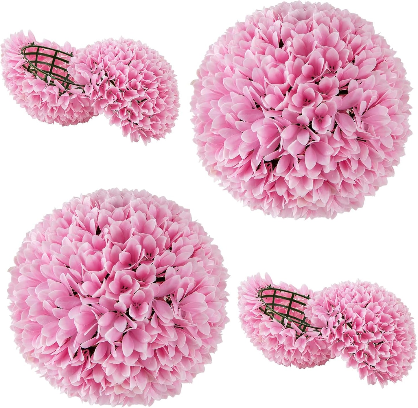 Goplus 11 Inch Topiary Balls Artificial Outdoor Set of 2, Faux Boxwood Ball, Fake Plant Sphere, Round Artificial Plant Balls for Front Door, Porch, Backyard, Balcony, Home Décor (Pink)