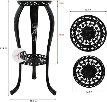 Ufine 2 Tier Metal Plant Stand Indoor Outdoor Iron Art Flower Pot Holder Tall Plant Display Rack for Corner Porch 2-Pack, Black