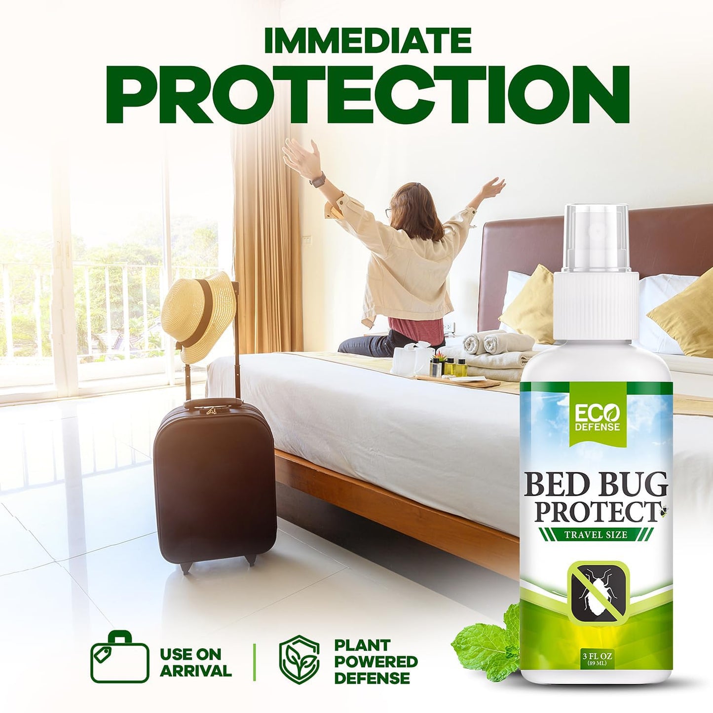 Eco Defense Bed Bug Spray Travel Size - TSA Approved 3 oz – Travel Essentials for Hotel, Cruise, Vacations - with Natural Essential Oils