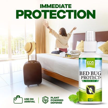 Eco Defense Bed Bug Spray Travel Size - TSA Approved 3 oz – Travel Essentials for Hotel, Cruise, Vacations - with Natural Essential Oils