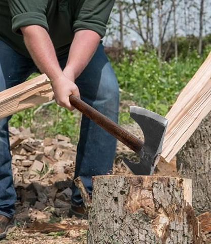 Splitting Axe, 23.6 Inch Double Bit Axe, Beech Handle with Leather Sheath, for Chopping, Splitting Wood or Axe Throwing
