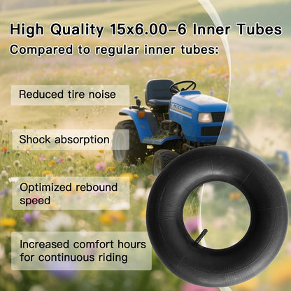 2 Pack 15x6.00-6" Inner Tubes 6.00/6.50-6 Replacement Lawn Mower Tire Tube with TR-13 Valve Stem for Yard Tractors, Wheelbarrows, ATVs, Golf Carts and More