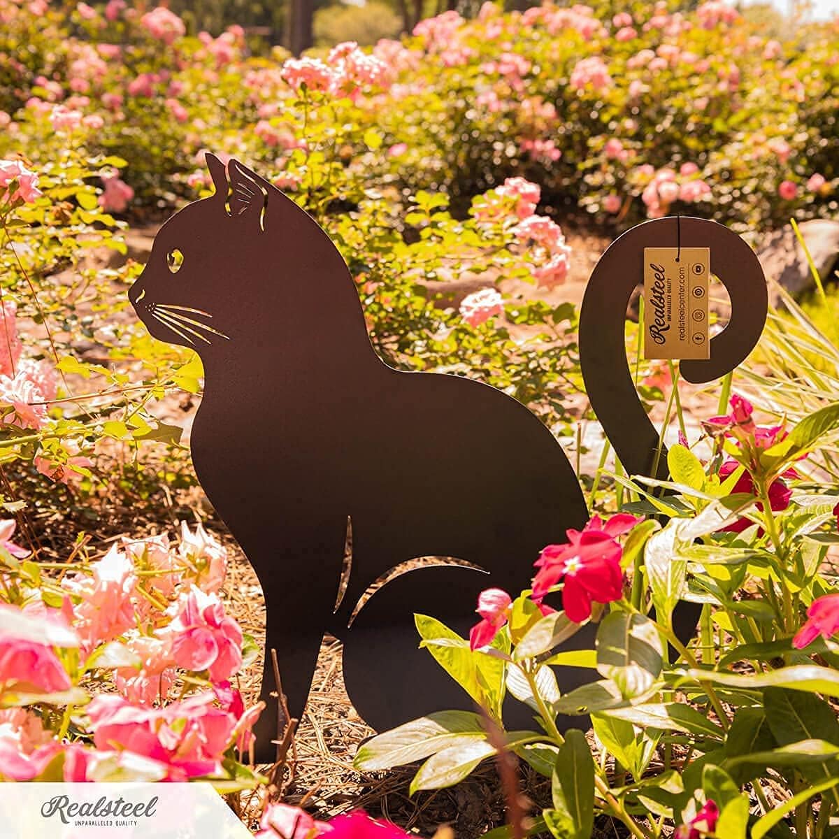 RealSteel I 3 Pack Steel Cat Garden Decor I Outdoor Yard Decorations I Gift for Cat Lovers I Lawn Ornaments and Statues I Garden Signs Decorative Outdoor - Penny Vein