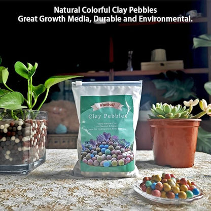 Colorful Leca Clay Pebbles for Plants 8-10mm Natural Organic Leca Balls Indoor Potting Garden Soil for Orchid, Succulents, Hydroponics, Decoration, Drainage (Colorful-2, 5 lbs)