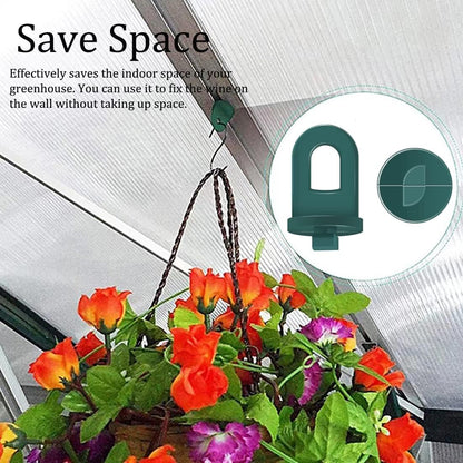 ELANE 30 Pcs Greenhouse Hooks and Twist Clips, Plastic Fixing Clips for Outdoor Garden Hanging Plants. (Green)