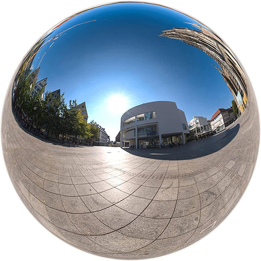 Nerien Gazing Ball, 6 Inch Stainless Steel Garden Mirror Globe, Polished Ornament Sphere, Hollow Floating Reflective Hemisphere, for Home Outdoor Pond Housewarming Swimming Pool Decoration, Silver