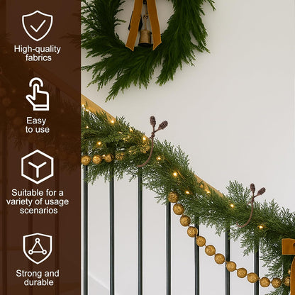 Shappy 36 Pieces Christmas Garland Banister Ties Christmas Decorative Reusable and Flexible Twist Ties for Garland, Banister Home Decoration (Brown)