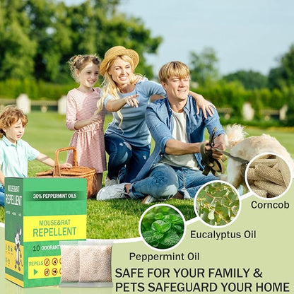 Mouse Repellent Pouches 10 Pack,Natural Peppermint Oil Rodent Repellent Indoor/Outdoor, Pest Control Mice Repellent Pouches to Get Rid of Rats Mice Squirrels Rodent Spider Ant Mosquito