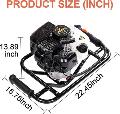 DC HOUSE 52cc 1800W Gas Powered Earth Auger EPA Certified Post Hole Digger, with 2 Drill Bits 6" 10", Mixing Ratio 30:1, for Fence, Farmland and Garden