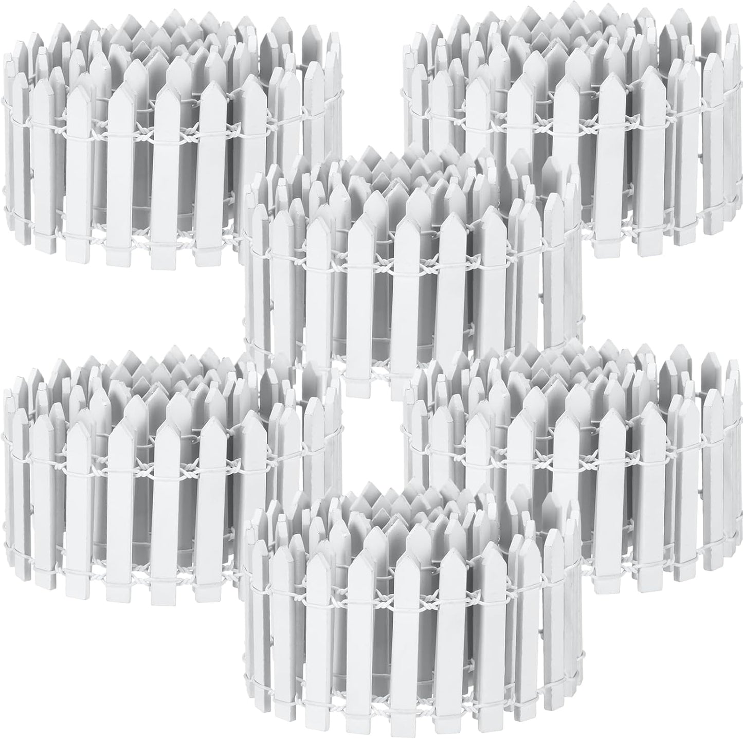 Kigley 6 Pcs 40 Inch Fairy Fence Wood Miniature Garden Picket Fence Decorations for DIY Plant Pot House Home Dollhouse Outdoor Diorama Project(White)