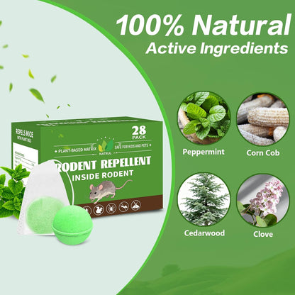 Mouse Rodent Repellent Balls -28 Pack Natural Peppermint Oil for Mice, Rats, Squirels & Spiders - Safe for Pets & Family -Indoor/Outdoor Pest Control for Home, Kitchen, Garage
