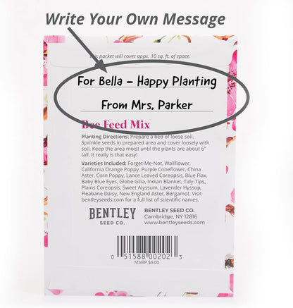 Bentley Seed Flower Mix - Pollinator Seed Mix with 5 Wildflower Seed Packets - Non-GMO Pollinator Seeds - Eco-Friendly Flower Seeds Packets for Party, Celebration, and Gifts - Pollinator Mix