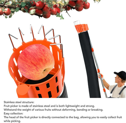 lyrlody Fruit Picker Pole Tool with Basket Telescoping Long Handle, 13FT Adjustable Orange Picker Pole Tool with Basket for Avocado Acorn Lemon Pear Mango Tree Picker
