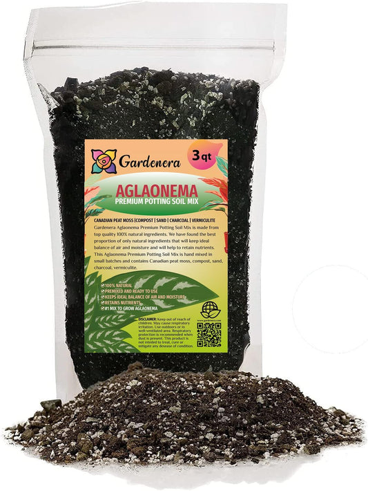 Gardenera GARDENERA Aglaonema Plant Potting Soil - Enhance Foliage Beauty and Health with Professional Grade Nutrient-Rich Mix - 3 Quart, MAIN-AGLAONEMA-3QT